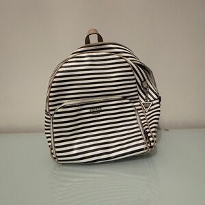 Guess Black and White Striped Backpack
